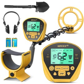 MIYAY Metal Detector for Adults (German Patent 2024), Professional Metales Detectors with LCD Display, High Accuracy, Waterproof, Pinpoint, 5 Modes, 10" Coil, Lightweight