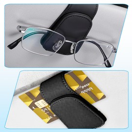 2 Stück Brillenhalter für Auto aus hochwertigem PU Leder, magnetischer Auto Sonnenbrillenhalter, universelle Brillenablage für Sonnenblende, Auto Brillenhalterung für Brillen, Karten und Tickets