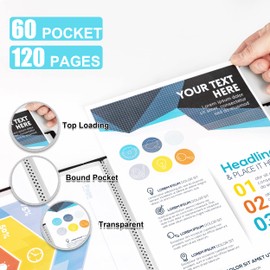 MyLifeUNIT Professional Binder with Plastic Sleeves, 60 Pockets Displays 120 Pages, 4 Pack Presentation Books with Sheet Protectors Sleeves, Portfolio Folder for Artwork, Documents, Recipes