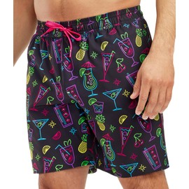 Tipsy Elves Black Neon Nightcap Classic Fit 7 Inch Inseam Swim Trunks for Men Size Medium