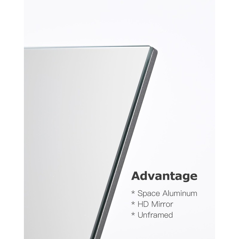NEZZOE Rectangular Makeup Mirror for Desk, 12 inch Aluminum Table