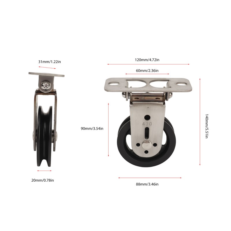 Pulley Wheel Bidirectional Rust Proof Silent Rotation Traction Wheel for