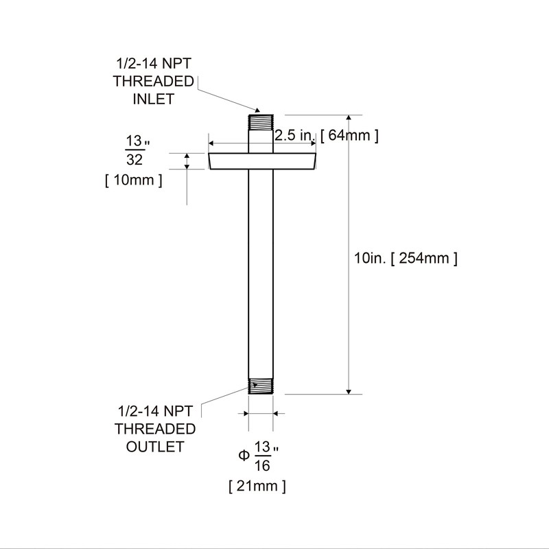 OFFO Shower Arm with Flange, 10 in Ceiling Mount Replacement
