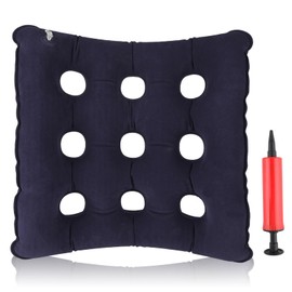 kclkda Air Inflatable Seat Cushion, Inflatable Seat Air Cushions for Bottoms Flocking 16 Holes Travel Seats Cushion Pressure Cushions With Pump, Anti Bedsore Cushion for Chair (Dark Blue)