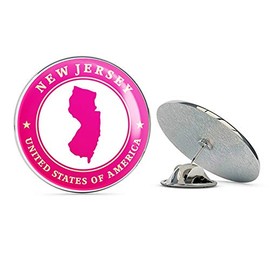 New Jersey USA Round Metal 0.75" Lapel Pin Hat Shirt Pin Tie Tack Pinback