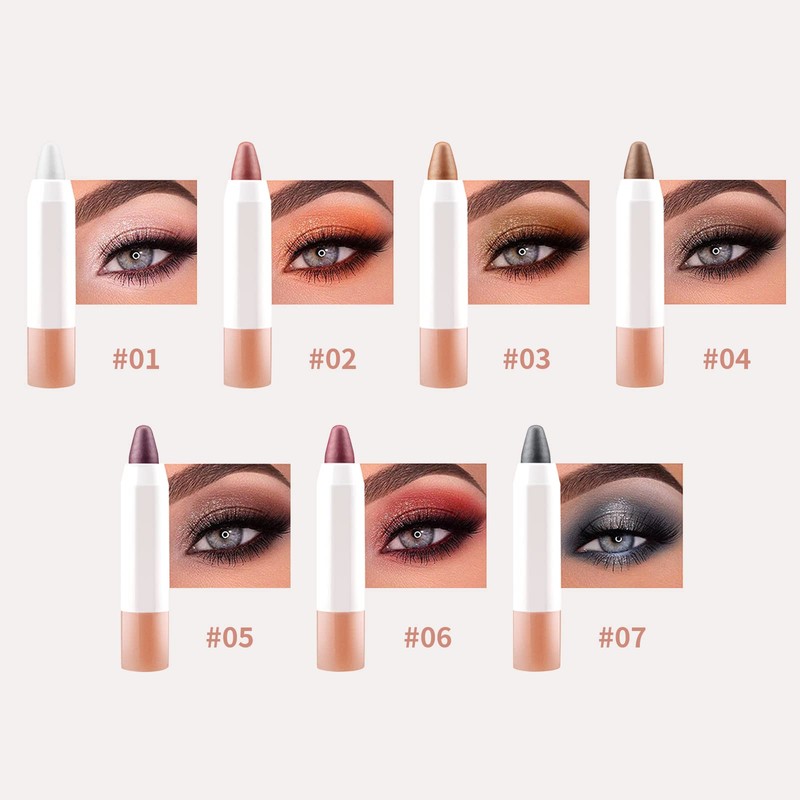 AURONUT 7pcs Cream Eyeshadow Stick Sets, Shimmer Eyeshadow Crayon Pencil,