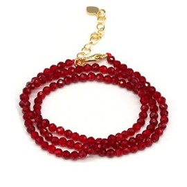 TreasureBay Handmade Womens Girls Crystal Gemstone Beaded Necklace Choker - Natural Gemstones Healing Crystal Birthstone Jewellery (Red Colour)