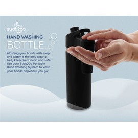 Suds2Go Portable Handwashing Water Bottle, Stainless Steel, Double-Walled, Vacuum-Sealed & Leakproof, Lightweight Design for Camping, Sports & Travel, Jet Black (20oz)
