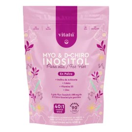 Vitatú Myo Inositol + D-Chiro 40:1 con Folato, Vitamina D3 y Zinc – Suplemento Mujer | Vegano, Sin Gluten, 450 g (90 Días)