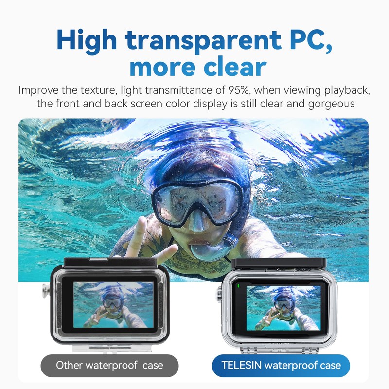 TELESIN Waterproof Case for DJI Action 3 Camera, Underwater Housing