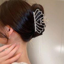Wiwpar Sparkle Rhinestone Hair Clips Crown Metal Hair Claw Clip Crown Nonslip Hollow Hair Jaw Clamp Clips Strong Hold Hair Clip Crown Hair Claw Barrette for Thick Hair Women Girls