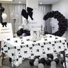 2Pcs Black Bow Plastic Tablecloth Disposable Rectangle Waterproof Table Cover