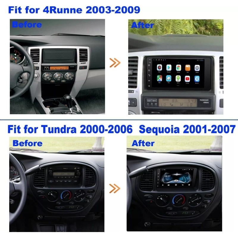 For Toyota 2000-2006 Tundra, 01-07 Sequoia CarPlay Android 12 Car