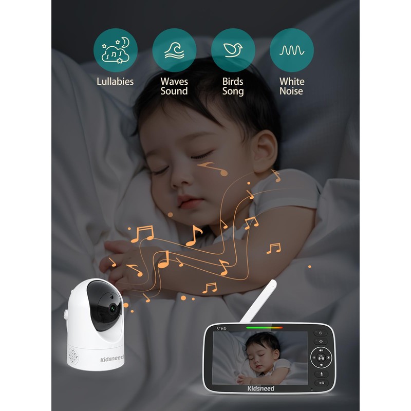 Kidsneed 5" Split Baby Monitor with 2 HD 720P Cameras