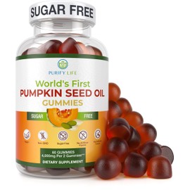 Purify Life Sugar-Free Pumpkin Seed Oil Gummies (4,000mg/serving) Pumpkin Seed Oil for Hair Growth, Youthful Skin, Prostate Health, Immune & Urinary Tract Support-Natural Source of Essential Fatty Acids-60 Chews
