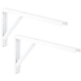 Gedotec Shelf Console Metal White Shelf Brackets Table Extension Metal Shelf Bracket for Table & Wall Mounting | Steel White Coated | 400 x 30 x 180 mm | Pack of 2 - Wall Angle for Wall Shelves
