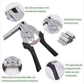 Hog Ring Pliers Kit with 600 Pcs of Galvanized Steel Hog Rings, Hog Ring Chicken Duck Goose Dog Cat Rabbit Kit Clamp with Nail Groove, Repair Hand Tools for Animal Cages, Wire Fencing (Yellow, type1)