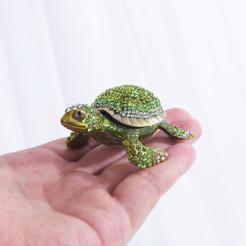 Turtle Trinket Box Turtle Figurine Jewelry Boxes Hinged Trinket Boxes