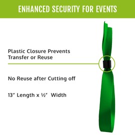 100 WristCo Cloth Event Wristbands - Kelly Green Fabric Bracelets Wrist Bands for Concerts Festival Admission Party 13 ½” x ½”