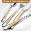 24 Piece Gold Hammered Silverware Set for 6, Premium Food-grade