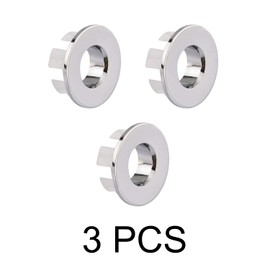 Sink Basin Trim Overflow Cover Brass Insert in Hole Round Caps Chrome 3 pcs