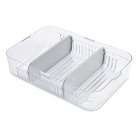 PackIt Mod Large Bento Food Storage Container, Steel Gray, Shatterproof Crystal Clear Base, with Leak-resistant Dividers, Lid, Microwavable, Dishwasher Safe, Designed for Storing Large Meal, Leftovers