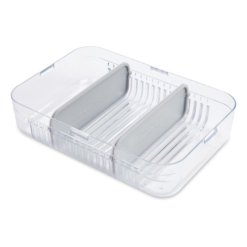 PackIt Mod Large Bento Food Storage Container, Steel Gray, Shatterproof