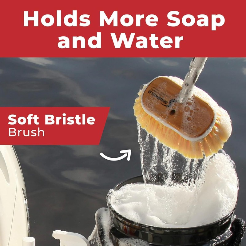 Shurhold Classic 6" Soft Bristle Boat Deck Brush, Safe for