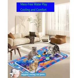 2 Packs Thickened Water Sensor Play Mat for Cats,Cat Water Sensor Play Mat Feel Cool and Comfort,Pet Play Water Sensor Mat for Kids,Cats and Dogs,This is a Funny Cat Water Play Mat (Dolphin Design)
