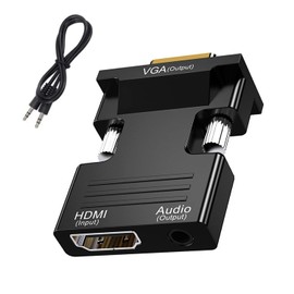 Aolirot HDMI to VGA Converter, HDMI to VGA Adapter with 3.5 mm Audio, 1080P and 100MB/S HDMI Female to VGA Male Computer Projector, Laptop, PC, Monitor, Projector and HDTV