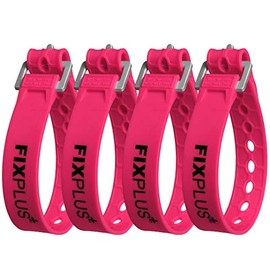 Fixplus -Strap Pack of 4 – Lashing Strap for Securing Fastening Bundling and Lashing Made of Special Plastic with Aluminium Buckle 35 cm x 2.4 cm (Pink)