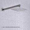 Square Shower Arm with Flange Heavy Duty Stainless Steel Rainfall