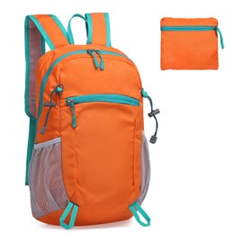 SUIKIHUM Hiking Daypack Packable, Camping Backpack Water Resistant Lightweight Polyester for Men Women Travel Outdoor, Orange