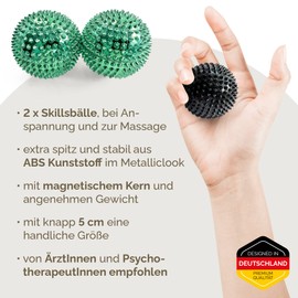 2 x DBT Skills Hedgehog Ball, Magnetic High Stress Acupressure Ball, for Stress Relief or Massage, Against Tension and for More Mobility and Concentration (Green)