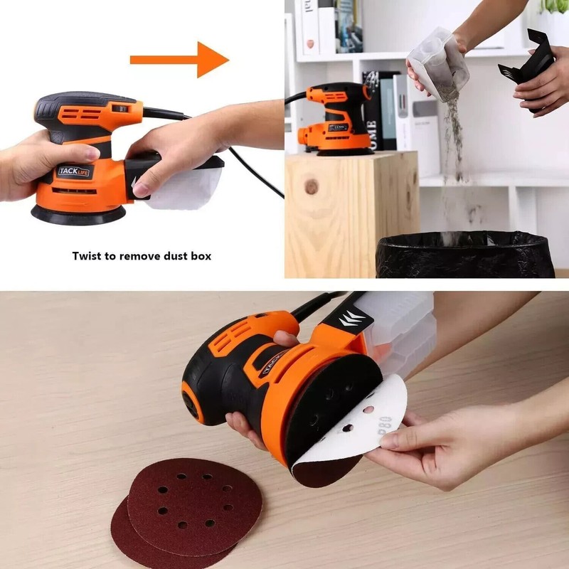 Tacklife Variable Speed 5-inch 3.0A Random Orbital Palm Sander w/