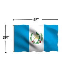Guatemala Flag 3x5 FT, Outdoor Polyester Flags, Double Stitched Guatemalan National Flags with Brass Grommets and Stronger Header. (3X5)