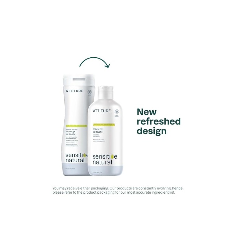 ATTITUDE Sensitive Skin, Hypoallergenic Body Wash, Fragrance-free, 16 Fl. Oz.
