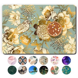 TMOODEL Dog Food Mat, 12"x19" Flower Dog Mat for Food and Water, Absorbent Dog Cat Bowl Mat Protect Floors, Cute Cat Food Mat for Feeding & Watering Supplies, Pet Feeding Mat,Retro Floral Pet Placemat