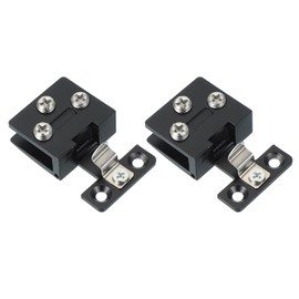 PATIKIL 1-3/16" Cabinet Glass Door Hinge, Steel Zinc Alloy 2Pcs Wine Cabinet Clamp Frameless Glass Clip No Drilling with Screw for 5-7mm Drawer Display Showcase, Black