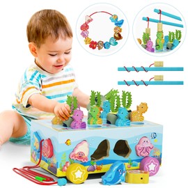 UNIH Montessori Juguetes para niños de 1 año, 5 en 1, juguetes clasificadores de formas de juego de cosecha de zanahoria, juguetes de madera, regalos para niñas de 1 a 2 años