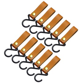 heizi 10 Pcs Lantern Hangers Hanger Hooks Camping Pole Hanger Outdoor PU Leather Tent Hanging Rope (Brown)