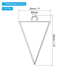 PATIKIL 30pcs Open Bezels, Resin Bezels Pendants Mold Open Back Bezels Geometric Pressed Charm Bulk Alloy Hollow Frame for Resin Jewelry Making Earrings Necklace, Triangle, Silver Tone
