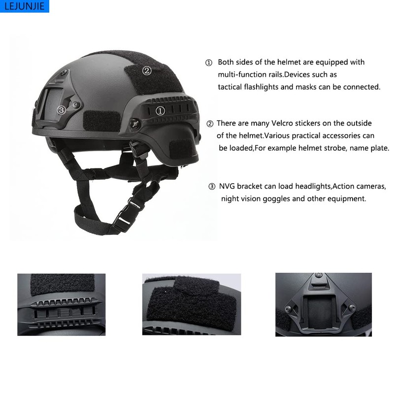 MICH Tactical Helmets with Detachable Face Mask Goggles for Airsoft,