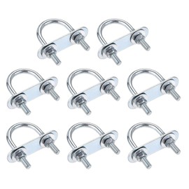 TA-VIGOR 8 sets M6 Round U-Bolts, 27mm Inner Width 53mm Length Steel U-Bolts with Nut, Plate, Washer for Attaching Piping Conduit Cable Tube Brackets Boat Trailer