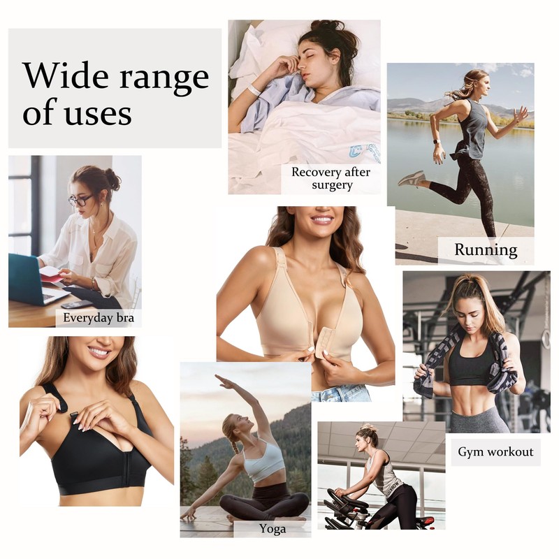 DotVol Women's Non-Wired Post-Operative Bra, Front Closure, Strong Hold Bra,