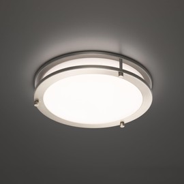 East Grove Home Builder Essential Collection LED 16W 10in 1100 Lumens Round Flush Mount Ceiling Light with 5-CCT Selectability 2700-3000-3500-4000-5000K in Brushed Nickel (Pack of 2 Lights)