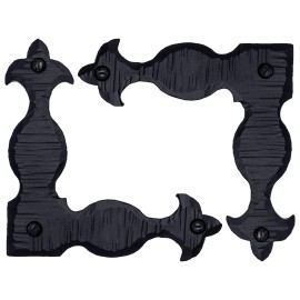 Borderland Rustic Hardware 2 Pack 4" Decorative L Corner Bracket, Rustic Right Angle Bracket, Iron Brace - Black, 2