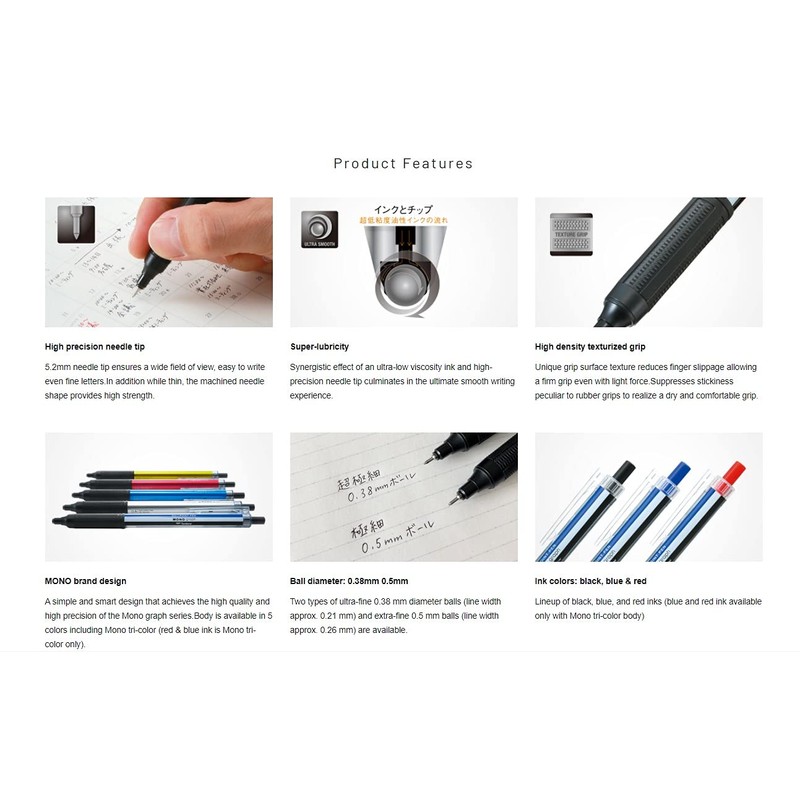 Tombow Permanent Ballpoint Pen Monograph Light 0.38mm Black Ink Light