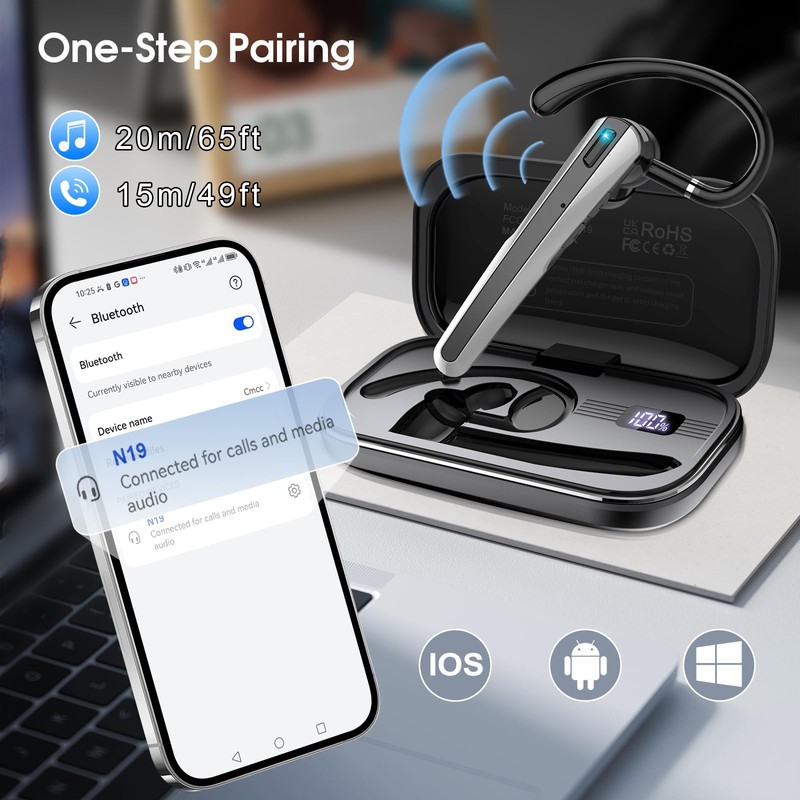 Atheewon Bluetooth Headset V5.3, Wireless Headset with ENC Noise Canceling