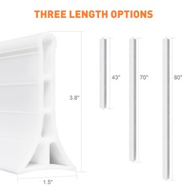 3.8 High Shower Threshold Water Dam 80 Inch Collapsible Self Adhesive Shower Water Splash Guard for Shower Water Blocker Wet and Dry Separation Bathroom and Kitchen